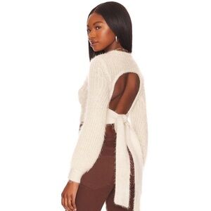 MAJORELLE Vivian Tie Crop Sweater in Champagne revolve